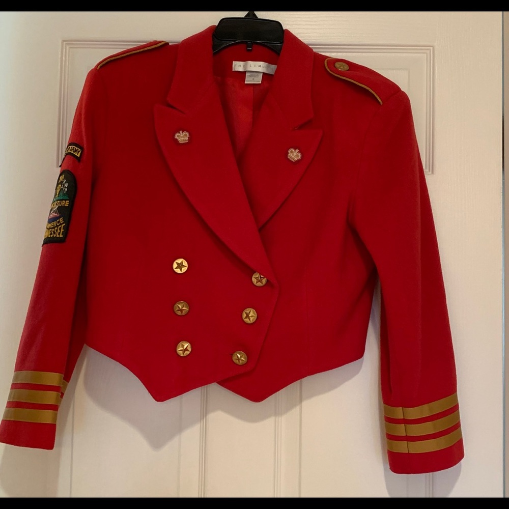 Red Military Style Crop Jacket Size Small